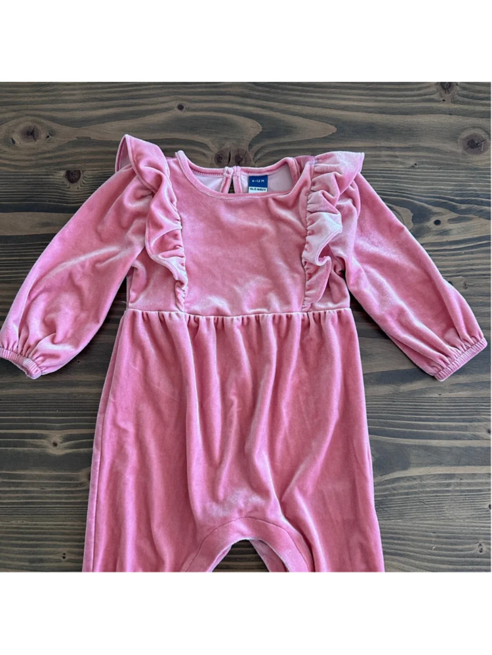 Baby Old Navy Pink Velvet Ruffle Jumpsuit 6-12M Holiday Outfit